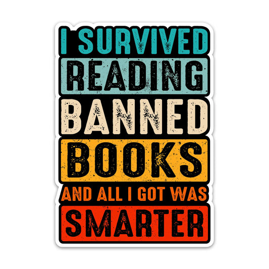 (3PCs) I Survived Reading Banned Books Sticker Funny Bookish Stickers for Readers Vintage Bookworm Gifts Waterproof Vinyl Stickers for Kindle Tablet Laptop Water Bottle Decals (3 Inches)