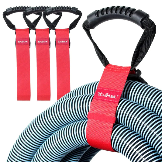 3 PCS Heavy Duty Cord Storage Wrap Holder Extension Hook and Loop Cord Hose Organizer Strap with Carrying Handle for Cords Garden Hose Swimming or Garage Tool (Red)