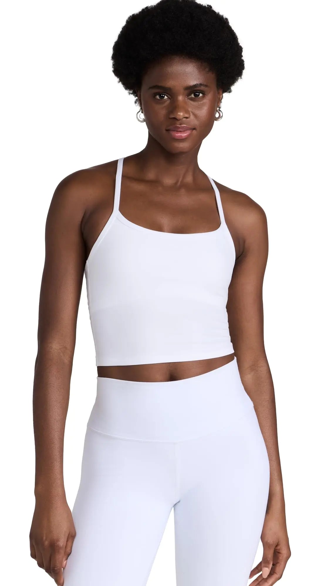 Beyond Yoga Womens Spacedye Slim Racerback Cropped Tank Cloud White XL